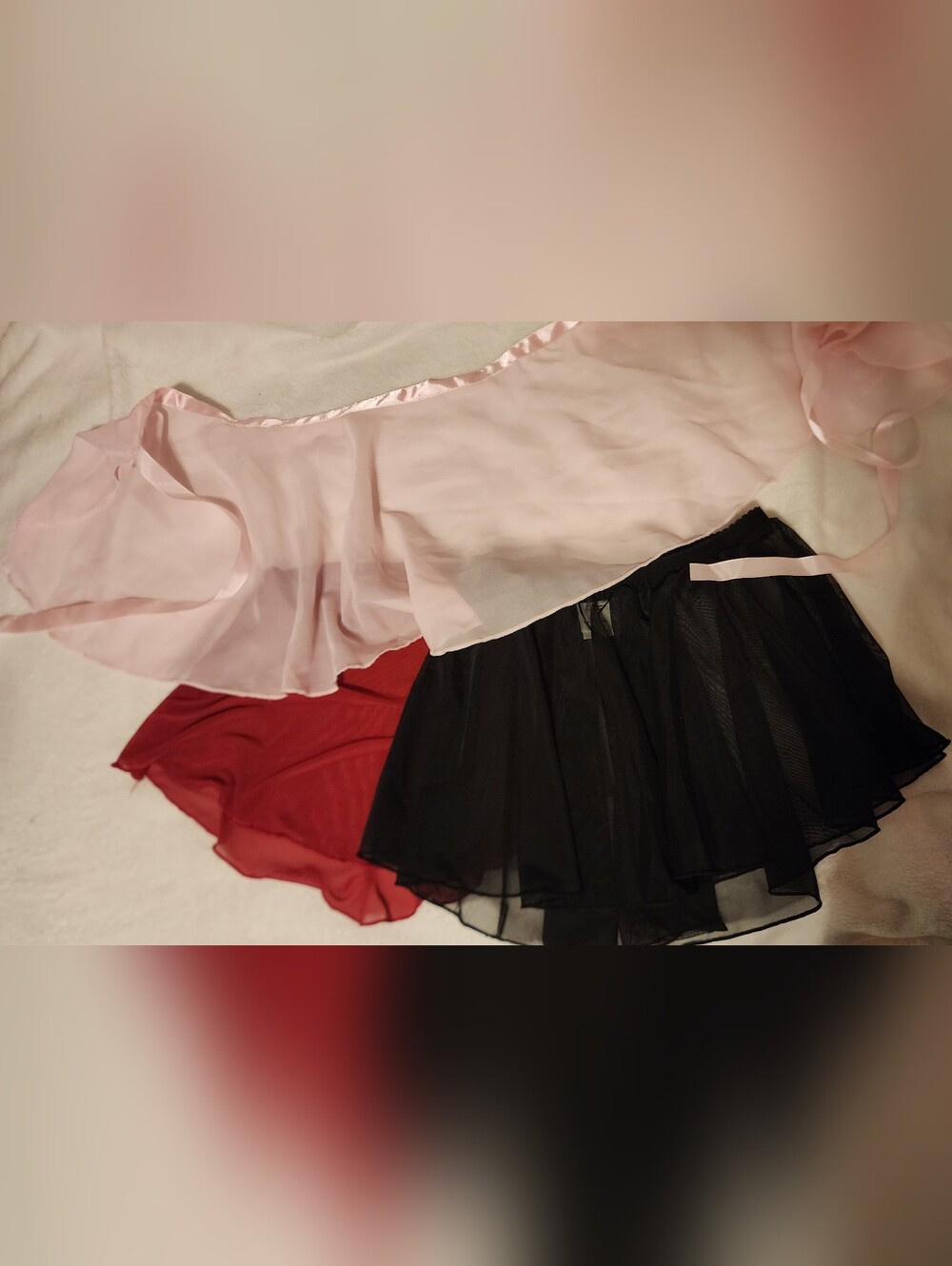 Lot of 3 Ballet Dance Skirts Pink Wrap Black Mesh Burgundy Pull On